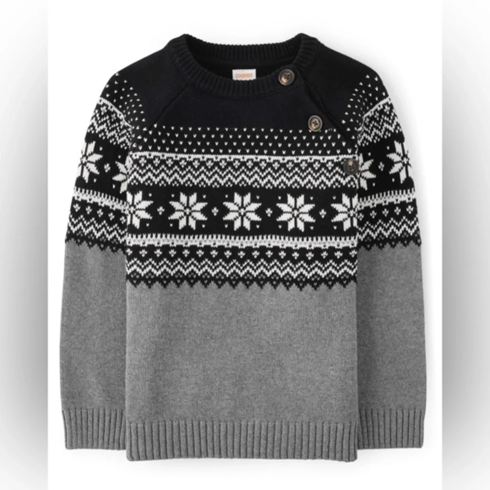 NWT! Gymboree Boys Snowflake Fairisle Sweater‎ - Perfect Present - Black